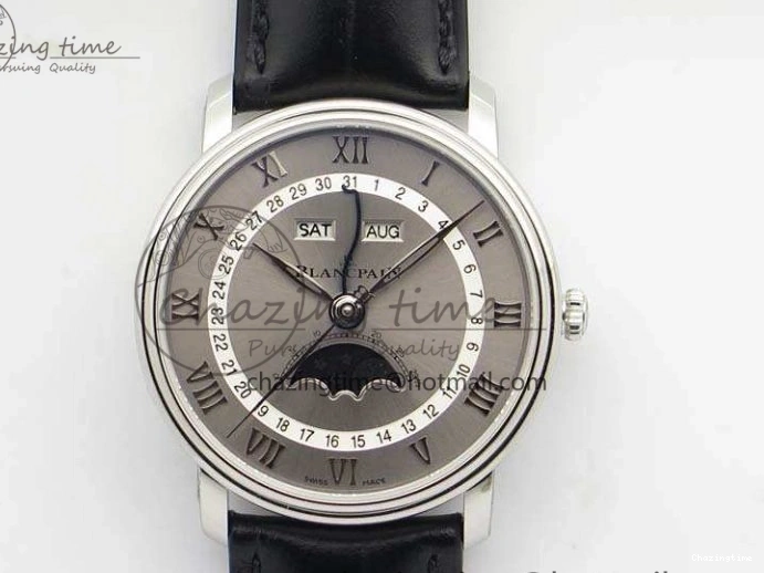 0712 Upgraded Villeret Quantième Complet 8 Jours SS Complicated Function OMF 1:1 Best Edition White Dial on Brown Leather Strap A 7983